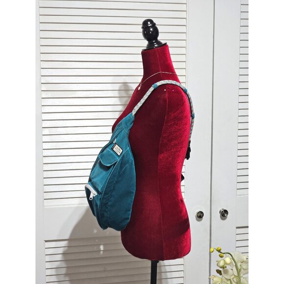 Kavu Women's Rope Cord- Artic Teal Corduroy Sling Backpack Adjustable Strap 2927 - Picture 4 of 14
